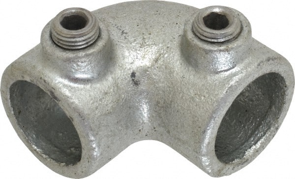 PRO-SAFE - 3/4" Pipe, 90° Elbow, Malleable Iron Elbow Pipe Rail Fitting - Galvanized Finish - Exact Tooling