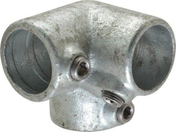 PRO-SAFE - 1" Pipe, 90° Side Outlet Elbow, Malleable Iron Elbow Pipe Rail Fitting - Galvanized Finish - Exact Tooling