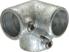 PRO-SAFE - 1" Pipe, 90° Side Outlet Elbow, Malleable Iron Elbow Pipe Rail Fitting - Galvanized Finish - Exact Tooling