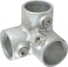 PRO-SAFE - 1-1/4" Pipe, 90° Side Outlet Elbow, Malleable Iron Elbow Pipe Rail Fitting - Galvanized Finish - Exact Tooling