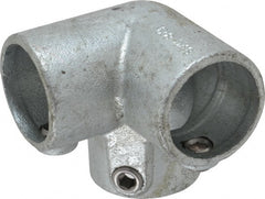 PRO-SAFE - 1-1/2" Pipe, 90° Side Outlet Elbow, Malleable Iron Elbow Pipe Rail Fitting - Galvanized Finish - Exact Tooling