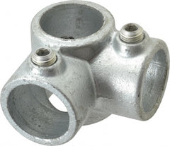 PRO-SAFE - 1" Pipe, Two Socket Tee, Malleable Iron Tee Pipe Rail Fitting - Galvanized Finish - Exact Tooling