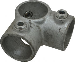 PRO-SAFE - 1-1/4" Pipe, Two Socket Tee, Malleable Iron Tee Pipe Rail Fitting - Galvanized Finish - Exact Tooling