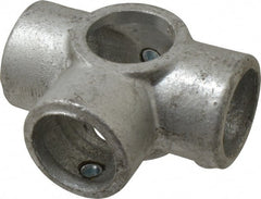 PRO-SAFE - 1-1/4" Pipe, Side Outlet Tee, Malleable Iron Tee Pipe Rail Fitting - Galvanized Finish - Exact Tooling