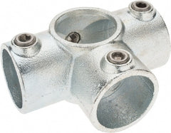 PRO-SAFE - 1-1/2" Pipe, Side Outlet Tee, Malleable Iron Tee Pipe Rail Fitting - Galvanized Finish - Exact Tooling