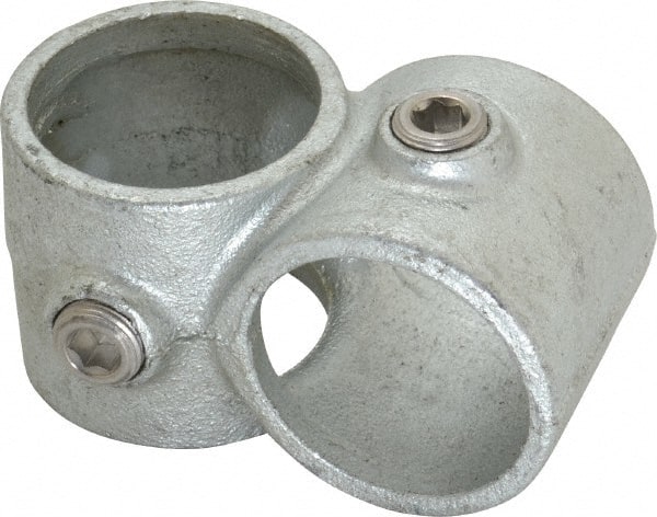 PRO-SAFE - 1-1/2" Pipe, Crossover, Malleable Iron Cross Pipe Rail Fitting - Galvanized Finish - Exact Tooling