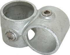 PRO-SAFE - 1-1/2" Pipe, Crossover, Malleable Iron Cross Pipe Rail Fitting - Galvanized Finish - Exact Tooling