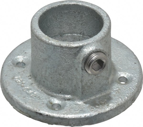 PRO-SAFE - 1-1/4" Pipe, Medium Flange, Malleable Iron Flange Pipe Rail Fitting - Galvanized Finish - Exact Tooling