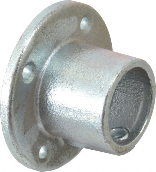 PRO-SAFE - 1-1/2" Pipe, Medium Flange, Malleable Iron Flange Pipe Rail Fitting - Galvanized Finish - Exact Tooling