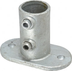 PRO-SAFE - 1-1/4" Pipe, Railing Flange, Malleable Iron Flange Pipe Rail Fitting - Galvanized Finish - Exact Tooling