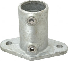 PRO-SAFE - 1-1/2" Pipe, Railing Flange, Malleable Iron Flange Pipe Rail Fitting - Galvanized Finish - Exact Tooling
