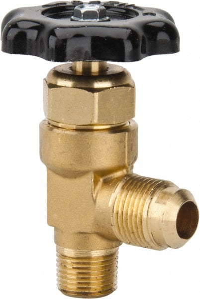 Parker - Flare x MNPTF End Connection Brass Truck Valve - 3.07" OAL, 1/2 x 3/8" Pipe - Exact Tooling