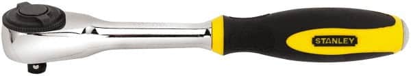 Stanley - 3/8" Drive Pear Head Ratchet - Chrome Finish, 9" OAL, 60 Gear Teeth, Rotator Head - Exact Tooling
