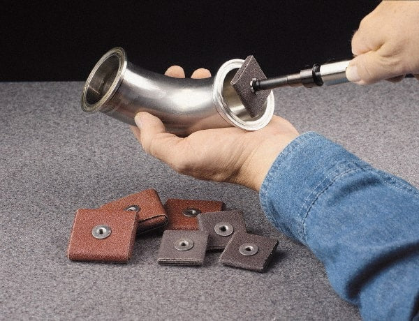 Made in USA - 100 Grit, Fine Grade, Aluminum Oxide Square Pad - 3" Long x 1/2" Wide x 1/2" Thick, Cloth Backed, X Backing Weight, 18 Ply, 15,000 Max RPM - Exact Tooling