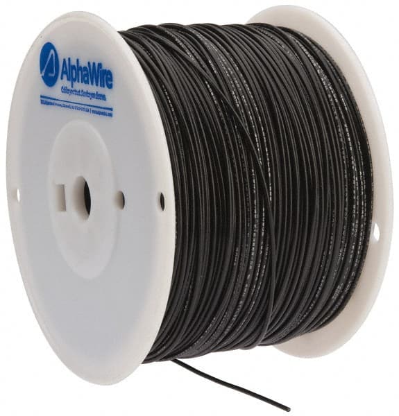 Alpha Wire - 16 AWG, 1 Strand, 305 m OAL, Tinned Copper Hook Up Wire - Black PVC Jacket, 0.083" Diam - Exact Tooling