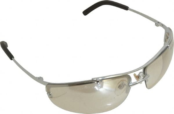 3M - Indoor/Outdoor Mirror Lenses, Framed Safety Glasses - Anti-Fog, Scratch Resistant, Silver Metal Frame, Adjustable Temples, Size Universal, Wrap Around - Exact Tooling