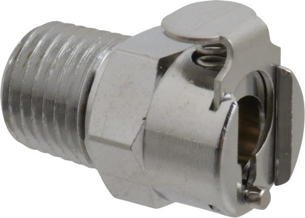 CPC Colder Products - 1/4 NPT Brass, Quick Disconnect, Coupling Body - 250 Max psi, -40 to 180°F, 2" OAL x 0.63" Overall Height, Chrome Plated - Exact Tooling