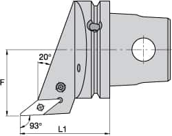 Kennametal - Left Hand Cut, Size KM63, VB.. Insert Compatiblity, Internal Modular Turning & Profiling Cutting Unit Head - 43mm Ctr to Cutting Edge, 60mm Head Length, Through Coolant, Series Screw-On - Exact Tooling