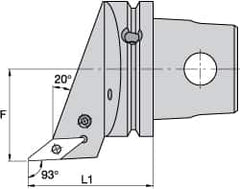 Kennametal - Left Hand Cut, Size KM63, VB.. Insert Compatiblity, Internal Modular Turning & Profiling Cutting Unit Head - 43mm Ctr to Cutting Edge, 60mm Head Length, Through Coolant, Series Screw-On - Exact Tooling