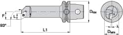 Kennametal - Right Hand Cut, Size KM63, DC.. Insert Compatiblity, Internal Modular Turning & Profiling Cutting Unit Head - 22mm Ctr to Cutting Edge, 140mm Head Length, Through Coolant, Series Screw-On - Exact Tooling