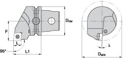 Kennametal - Right Hand Cut, Size KM63, CC.. Insert Compatiblity, Internal Modular Turning & Profiling Cutting Unit Head - 43mm Ctr to Cutting Edge, 60mm Head Length, Through Coolant, Series Screw-On - Exact Tooling