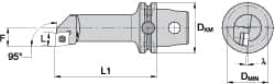 Kennametal - Right Hand Cut, Size KM63, CC.. Insert Compatiblity, Internal Modular Turning & Profiling Cutting Unit Head - 27mm Ctr to Cutting Edge, 140mm Head Length, Through Coolant, Series Screw-On - Exact Tooling