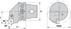Kennametal - Right Hand Cut, Size KM63, CN.. Insert Compatiblity, Internal Modular Turning & Profiling Cutting Unit Head - 43mm Ctr to Cutting Edge, 60mm Head Length, Through Coolant, Series Kenlever - Exact Tooling
