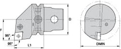 Kennametal - Right Hand Cut, Size KM63, CN.. Insert Compatiblity, Internal Modular Turning & Profiling Cutting Unit Head - 43mm Ctr to Cutting Edge, 60mm Head Length, Through Coolant, Series Kenlever - Exact Tooling