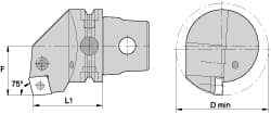 Kennametal - Right Hand Cut, Size KM63, CN.. Insert Compatiblity, Internal Modular Turning & Profiling Cutting Unit Head - 43mm Ctr to Cutting Edge, 60mm Head Length, Through Coolant, Series Kenlever - Exact Tooling