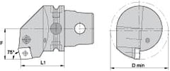 Kennametal - Right Hand Cut, Size KM63, CN.. Insert Compatiblity, Internal Modular Turning & Profiling Cutting Unit Head - 43mm Ctr to Cutting Edge, 60mm Head Length, Through Coolant, Series Kenlever - Exact Tooling
