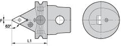 Kennametal - Right Hand Cut, Size KM63, DN.. Insert Compatiblity, External Modular Turning & Profiling Cutting Unit Head - 60mm Head Length, Through Coolant, Series Kenlever - Exact Tooling