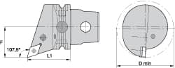 Kennametal - Left Hand Cut, Size KM63, DN.. Insert Compatiblity, Internal Modular Turning & Profiling Cutting Unit Head - 43mm Ctr to Cutting Edge, 60mm Head Length, Through Coolant, Series Kenlever - Exact Tooling