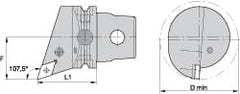 Kennametal - Right Hand Cut, Size KM63, DN.. Insert Compatiblity, Internal Modular Turning & Profiling Cutting Unit Head - 43mm Ctr to Cutting Edge, 60mm Head Length, Through Coolant, Series Kenlever - Exact Tooling