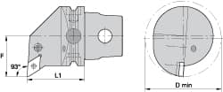 Kennametal - Right Hand Cut, Size KM63, DN.. Insert Compatiblity, Internal Modular Turning & Profiling Cutting Unit Head - 43mm Ctr to Cutting Edge, 60mm Head Length, Through Coolant, Series Kenlever - Exact Tooling