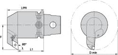 Kennametal - Left Hand Cut, Size KM63, DN.. Insert Compatiblity, Internal Modular Turning & Profiling Cutting Unit Head - 59mm Ctr to Cutting Edge, 95mm Head Length, Through Coolant, Series Kenlever - Exact Tooling