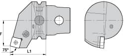 Kennametal - Left Hand Cut, Size KM63, SN.. Insert Compatiblity, External Modular Turning & Profiling Cutting Unit Head - 27mm Ctr to Cutting Edge, 60mm Head Length, Through Coolant, Series Kenlever - Exact Tooling