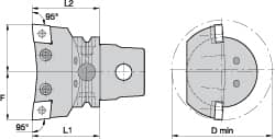 Kennametal - Right Hand Cut, Size KM63, CN.. Insert Compatiblity, Internal Modular Turning & Profiling Cutting Unit Head - 43mm Ctr to Cutting Edge, 60mm Head Length, Through Coolant, Series Kenlever - Exact Tooling