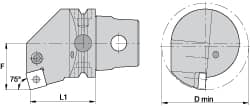 Kennametal - Right Hand Cut, Size KM63, SN.. Insert Compatiblity, Internal Modular Turning & Profiling Cutting Unit Head - 43mm Ctr to Cutting Edge, 60mm Head Length, Through Coolant, Series Kenlever - Exact Tooling