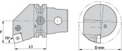 Kennametal - Left Hand Cut, Size KM63, SN.. Insert Compatiblity, Internal Modular Turning & Profiling Cutting Unit Head - 43mm Ctr to Cutting Edge, 60mm Head Length, Through Coolant, Series Kenlever - Exact Tooling