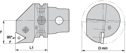 Kennametal - Right Hand Cut, Size KM63, TN.. Insert Compatiblity, Internal Modular Turning & Profiling Cutting Unit Head - 43mm Ctr to Cutting Edge, 60mm Head Length, Through Coolant, Series Kenlever - Exact Tooling