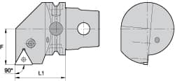 Kennametal - Right Hand Cut, Size KM63, TN.. Insert Compatiblity, External Modular Turning & Profiling Cutting Unit Head - 43mm Ctr to Cutting Edge, 60mm Head Length, Through Coolant, Series Kenlever - Exact Tooling
