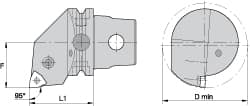 Kennametal - Left Hand Cut, Size KM63, WN.. Insert Compatiblity, Internal Modular Turning & Profiling Cutting Unit Head - 43mm Ctr to Cutting Edge, 60mm Head Length, Through Coolant, Series Kenlever - Exact Tooling