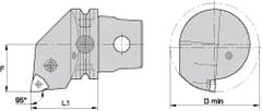 Kennametal - Left Hand Cut, Size KM63, WN.. Insert Compatiblity, Internal Modular Turning & Profiling Cutting Unit Head - 43mm Ctr to Cutting Edge, 60mm Head Length, Through Coolant, Series Kenlever - Exact Tooling
