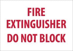 NMC - Fire Extinguisher - Do Not Block, Pressure Sensitive Vinyl Fire Sign - 10" Wide x 7" High, Glow-in-the-Dark - Exact Tooling