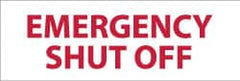 NMC - "Emergency Shut-Off", 4" Long x 12" Wide, Pressure-Sensitive Vinyl Safety Sign - Rectangle, 0.004" Thick, Use for Accident Prevention - Exact Tooling