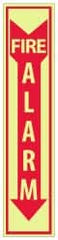 NMC - Fire Alarm, Plastic Fire Sign - 4" Wide x 18" High, Glow-in-the-Dark - Exact Tooling