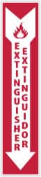 NMC - Extinguisher, Pressure Sensitive Vinyl Fire Sign - 4" Wide x 18" High, English/Spanish, Glow-in-the-Dark - Exact Tooling