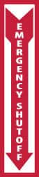 NMC - "Emergency Shut-Off", 18" Long x 4" Wide, Pressure-Sensitive Vinyl Safety Sign - Rectangle, 0.004" Thick, Use for Accident Prevention - Exact Tooling
