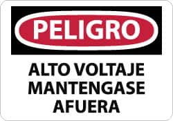 NMC - "Peligro - Alto Voltaje Mantengase Afuera", 10" Long x 14" Wide, Aluminum Safety Sign - Rectangle, 0.04" Thick, Use for Workplace/Safety - Exact Tooling