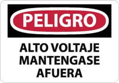 NMC - "Peligro - Alto Voltaje Mantengase Afuera", 10" Long x 14" Wide, Aluminum Safety Sign - Rectangle, 0.04" Thick, Use for Workplace/Safety - Exact Tooling